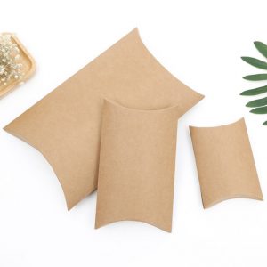 Cajas almohada de cartón Kraft/Blanco Set de 100 uds.