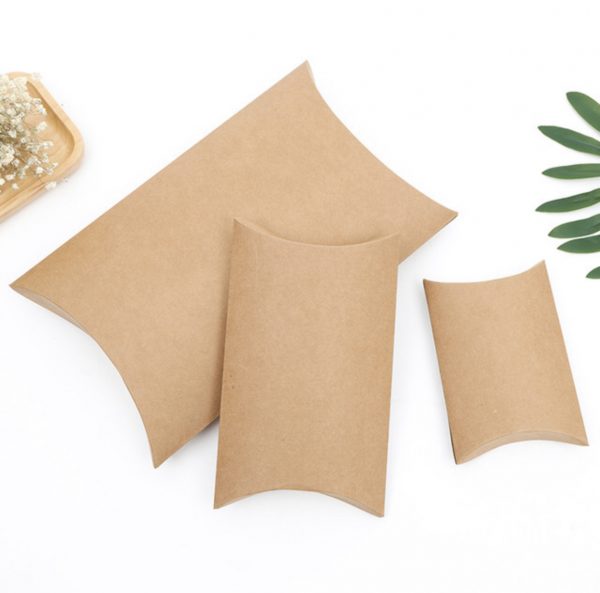 Cajas almohada de cartón Kraft/Blanco Set de 100 uds.