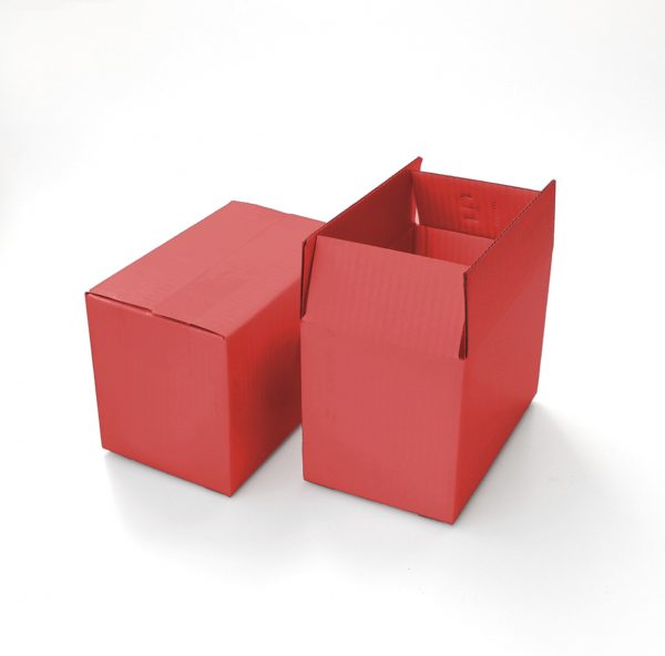 Envase de cartón color rojo